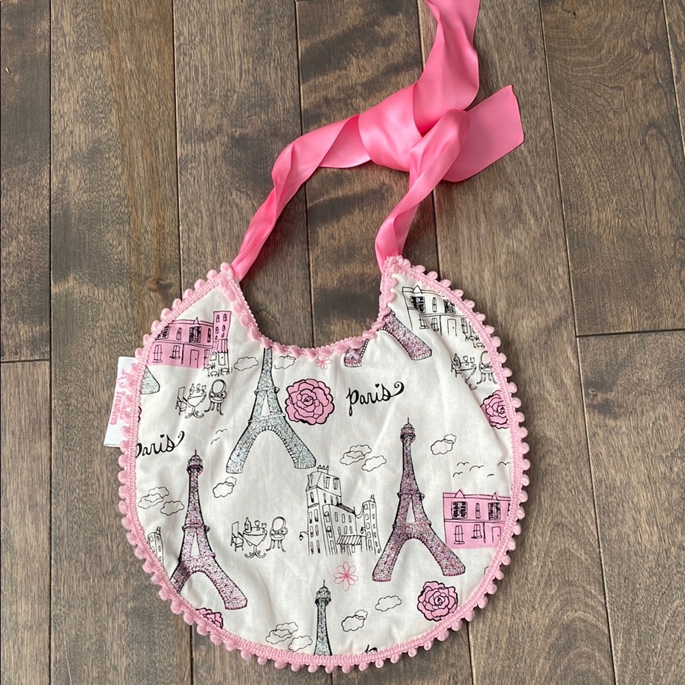 Pink Paris-Themed Baby Bib